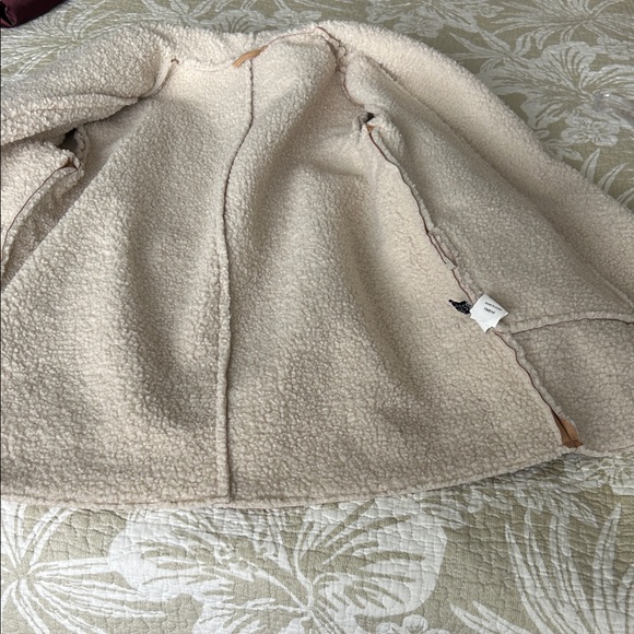 Women’s Tan Faux Suede Sherpa Teddy Jacket Shearling Lined Button Front Size M - Picture 7 of 8